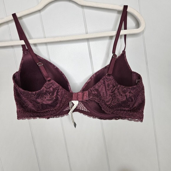 Lucky Brand 38C Bra Burgundy Underwire Lightly Lined Adjustable Straps Hook Eye - Picture 4 of 6